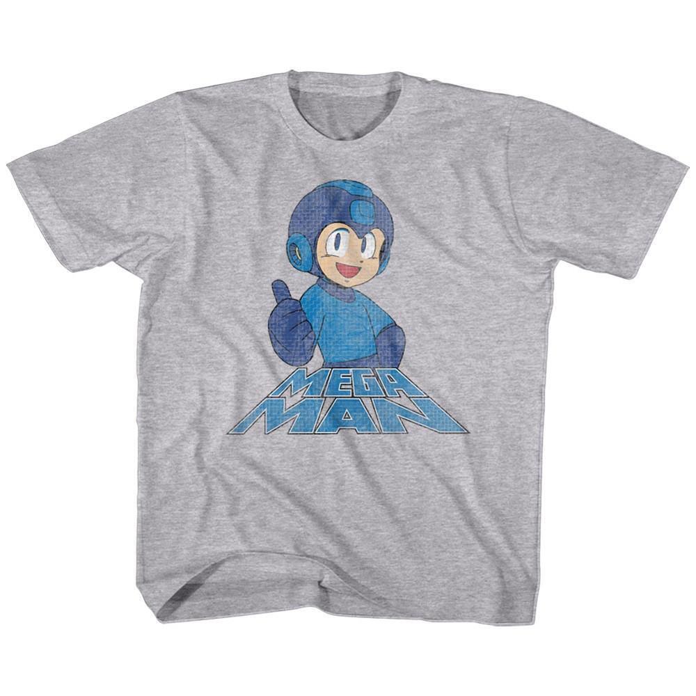 Mega Man Right On Gray Heather Childrens T Shirt